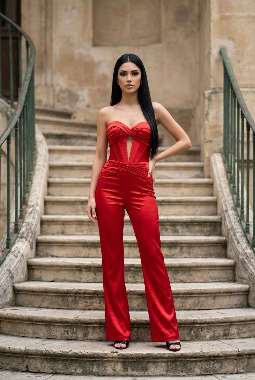 Satin Red Jumpsuit