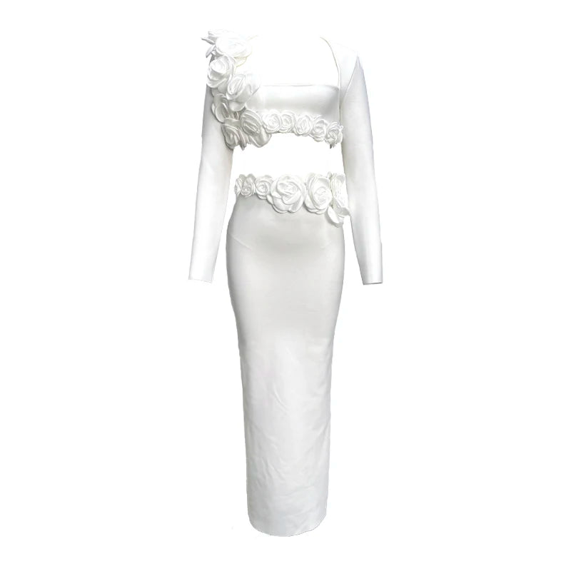White flowers two piece set