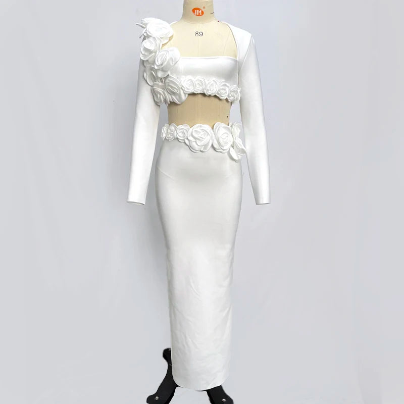 White flowers two piece set